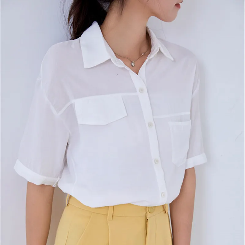 2021 Summer Female Shirt Solid Irregular pocket Casual Women Blouse Half Sleeve Fashion Flesh Lady Office Girl Sweet Tops
2021 Summer Female Shirt Solid Irregular pocket Casual Women Blouse Half Sleeve Fashion Flesh Lady Office Girl Sweet Tops