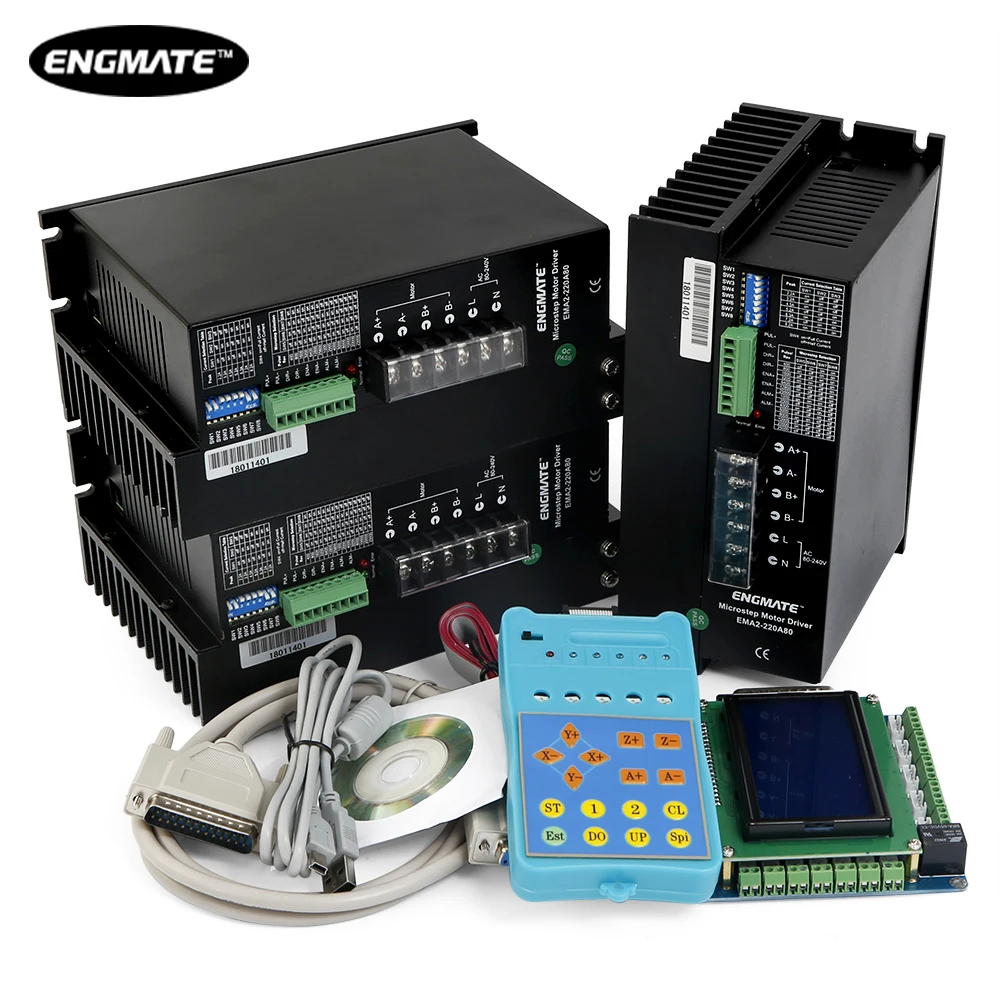 ENGMATE CNC Kit Стандартный 3 осевой дисплей клавиатуры & EMA2 220A80 2DM2280 Шаговые драйверы