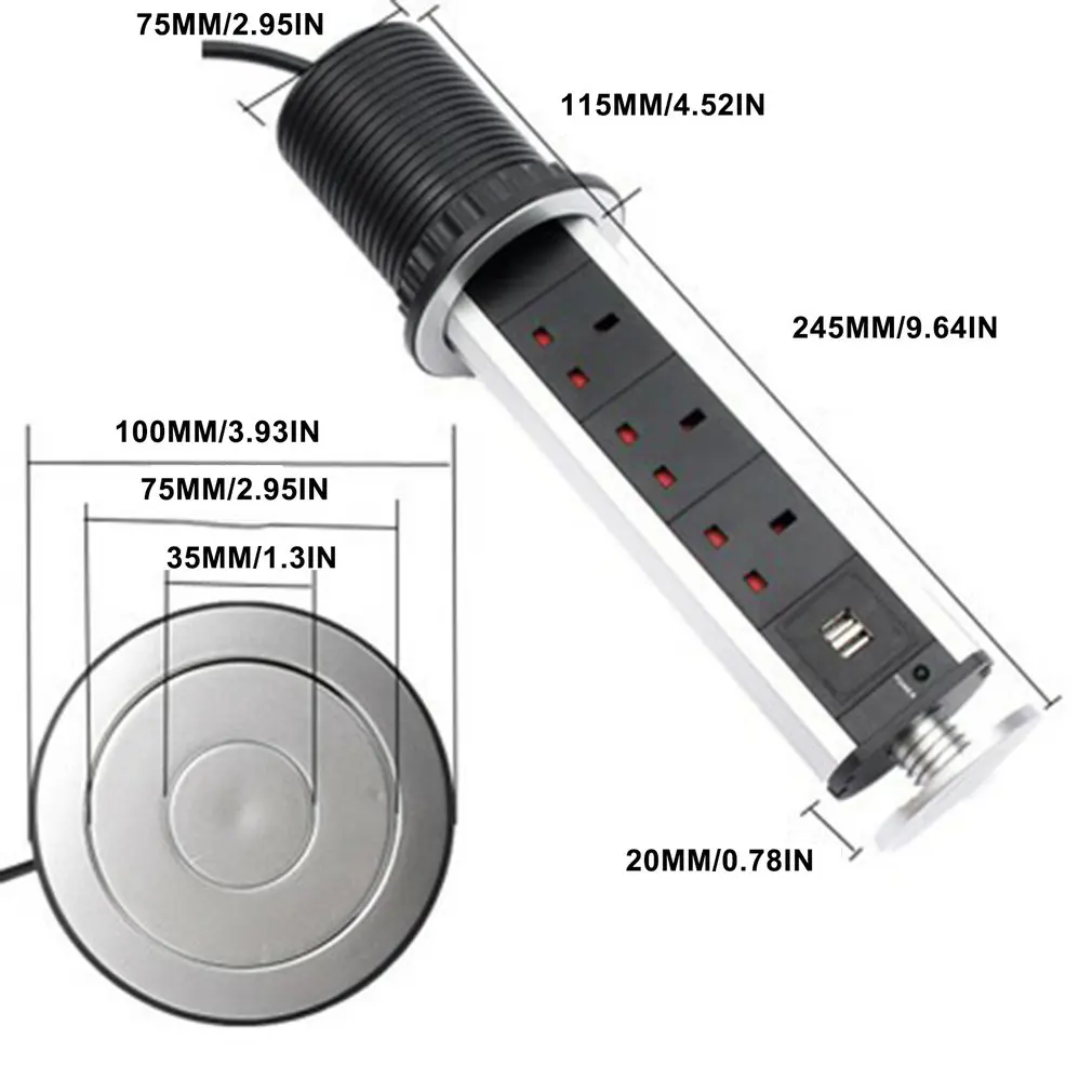 Lifting Electrical Power Outlet Pull Pop Up Socket With USB Charging EU Plug Table Desktop Socket Pop Up Socket EU & USB Ports
Lifting Electrical Power Outlet Pull Pop Up Socket With USB Charging EU Plug Table Desktop Socket Pop Up Socket EU & USB Ports