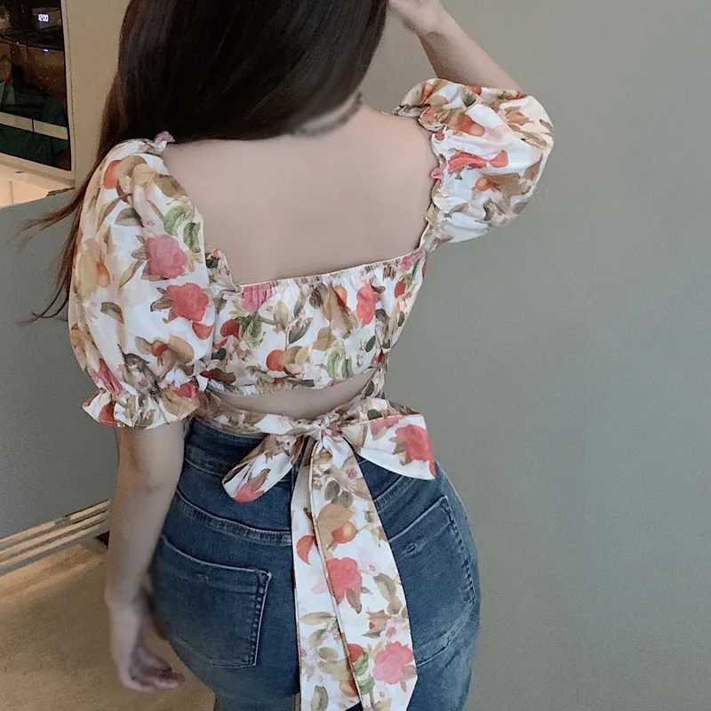 Jlong Sexy Women Short Top Shirt Women Flower Printed Lace Up Square Neck Puff Sleeve Blouse
Jlong Sexy Women Short Top Shirt Women Flower Printed Lace Up Square Neck Puff Sleeve Blouse