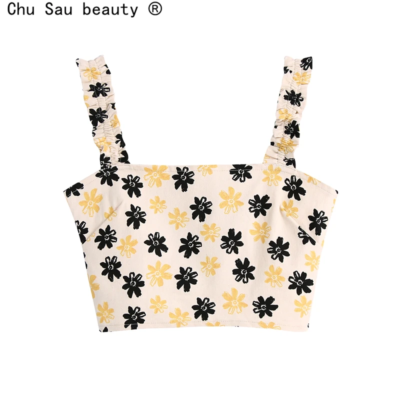 2021 Summer New Fashion Prairie Chic Women Floral Print Short Printed Folds Sling Crop Top For Women Camisole
2021 Summer New Fashion Prairie Chic Women Floral Print Short Printed Folds Sling Crop Top For Women Camisole