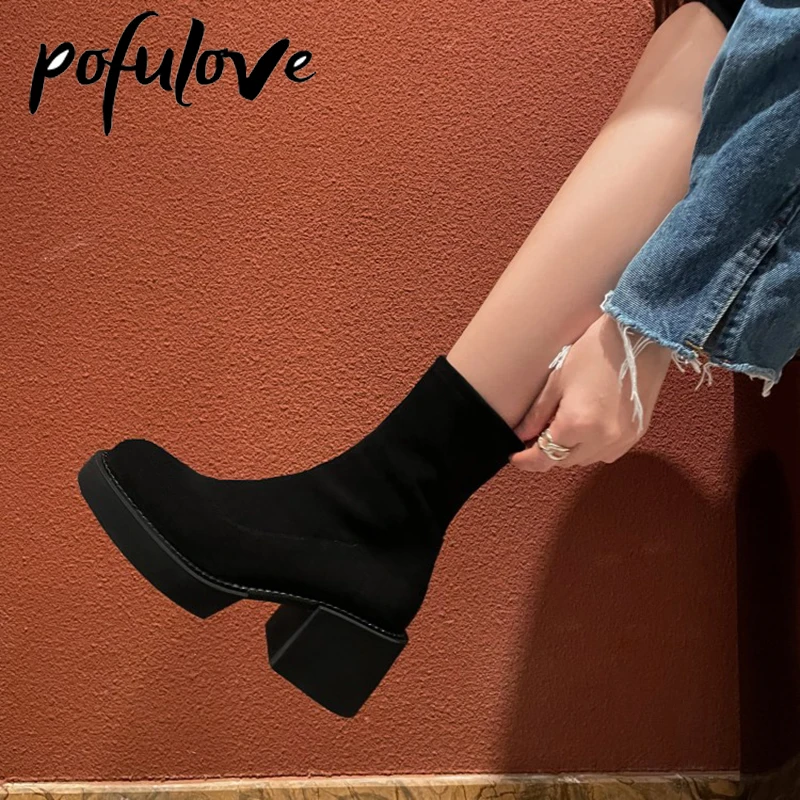 Pofulove Women Boots Ankle High Heel Goth Boots Black Botas De Mujer Womens Shoes Fashion Designer Booties Ladies Female Zapatos
Pofulove Women Boots Ankle High Heel Goth Boots Black Botas De Mujer Womens Shoes Fashion Designer Booties Ladies Female Zapatos