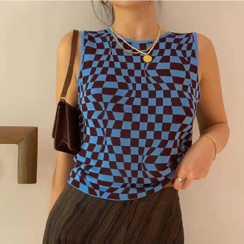 Plaid Printed Y2k Knitted Womens Crop Top Sleeveless Vest Knitting Summer 2021 Patchwork Y2K Fashion Outfits Streetwear Camis
Plaid Printed Y2k Knitted Womens Crop Top Sleeveless Vest Knitting Summer 2021 Patchwork Y2K Fashion Outfits Streetwear Camis