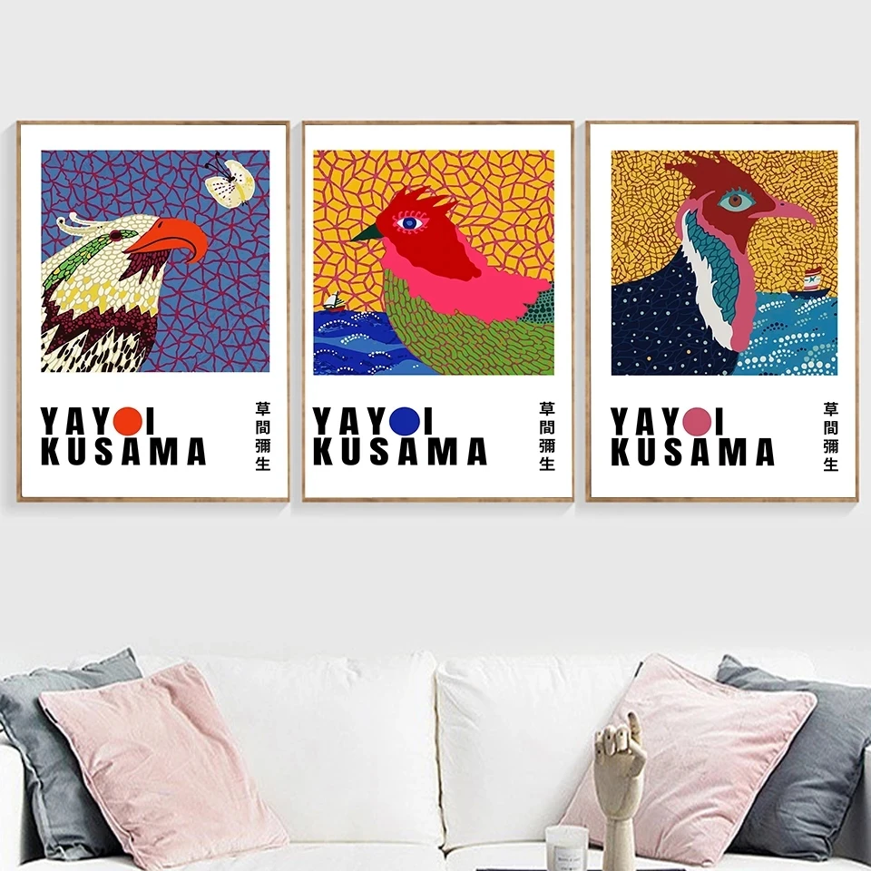 

Decoration Home Wall Rooster Parrot Animal No Frame Picture Yayoi Kusama Poster Prints Gallery Canvas Painting Living Room Art