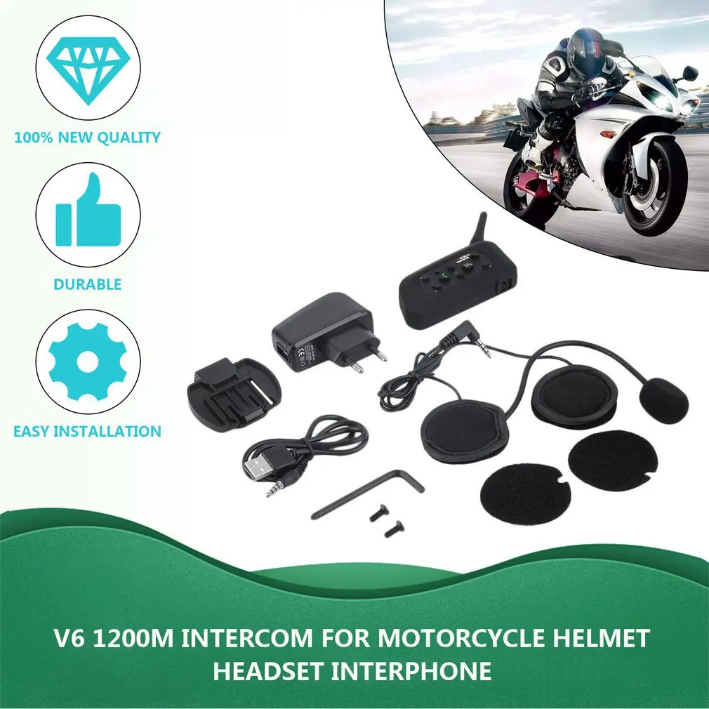 Newest V6 Helmet Intercom 6 Riders 1200M Motorcycle Bluetooth Intercom Headset Walkie Talkie Helmet BT Interphone EU Plug Hot
Newest V6 Helmet Intercom 6 Riders 1200M Motorcycle Bluetooth Intercom Headset Walkie Talkie Helmet BT Interphone EU Plug Hot