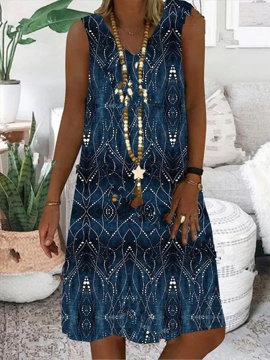 Print fashion sleeveless dress large loose women's wear
Print fashion sleeveless dress large loose women's wear