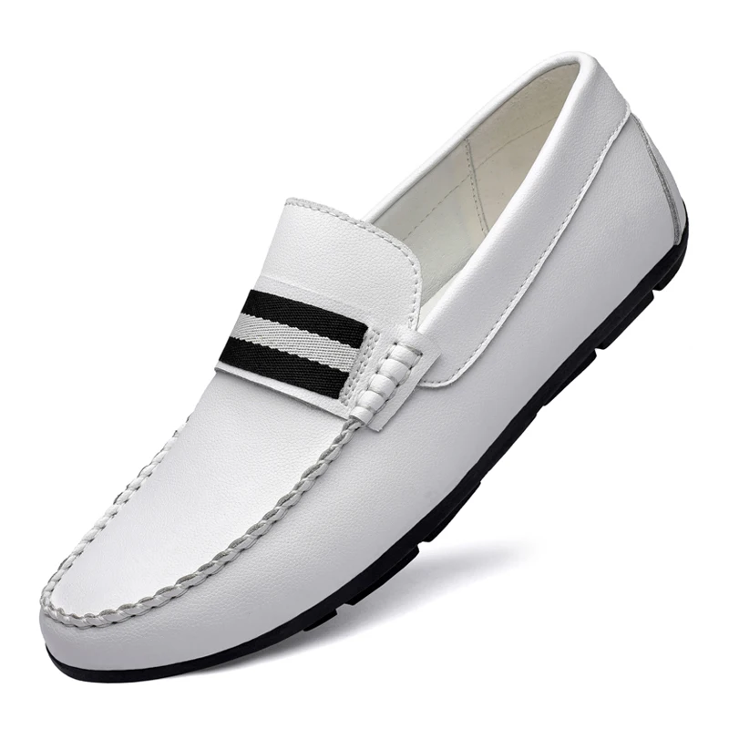 

Mens Genuine Leather Loafers Men Casual Luxury Loafer Shoes Loffers Lofer Black White Slip On Mocasines Hombre