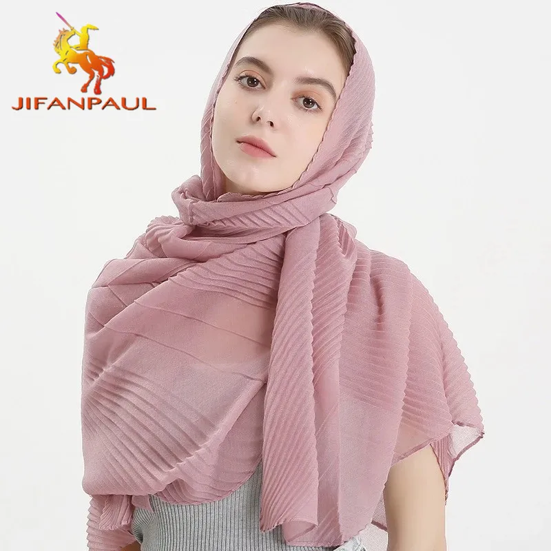JIFANPAUL Spring and Autumn New Pure Color Hijab Headscarf Crinkled Monochrome Shawl Cotton Linen Pleated Women Scarf
JIFANPAUL Spring and Autumn New Pure Color Hijab Headscarf Crinkled Monochrome Shawl Cotton Linen Pleated Women Scarf