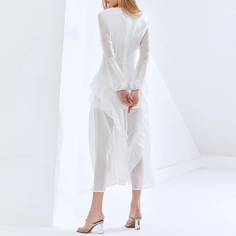 Summer New Plus Size Dress For Women Fashion Hook Flower Long Sleeve Irregular Folds Ruffle Sexy Perspective Deep V Mid Dresses
Summer New Plus Size Dress For Women Fashion Hook Flower Long Sleeve Irregular Folds Ruffle Sexy Perspective Deep V Mid Dresses