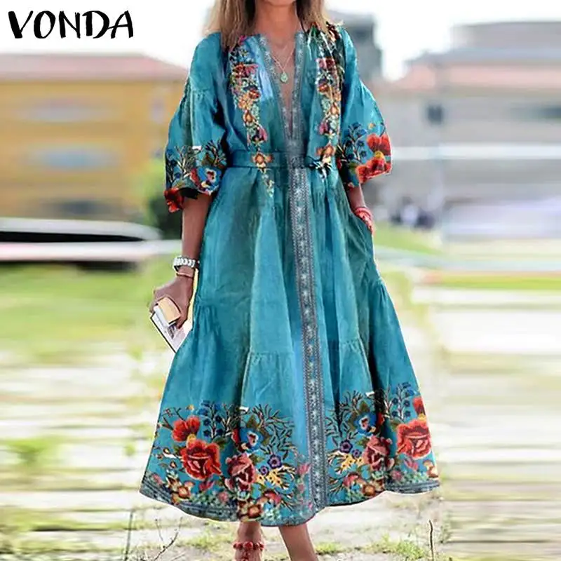 Party Maxi Dress 2021 VONDA Summer Sexy V Neck Vintage Printed Long Sleeve Dresses Bohemian Vestidos Plus Size Summer Sundress
Party Maxi Dress 2021 VONDA Summer Sexy V Neck Vintage Printed Long Sleeve Dresses Bohemian Vestidos Plus Size Summer Sundress