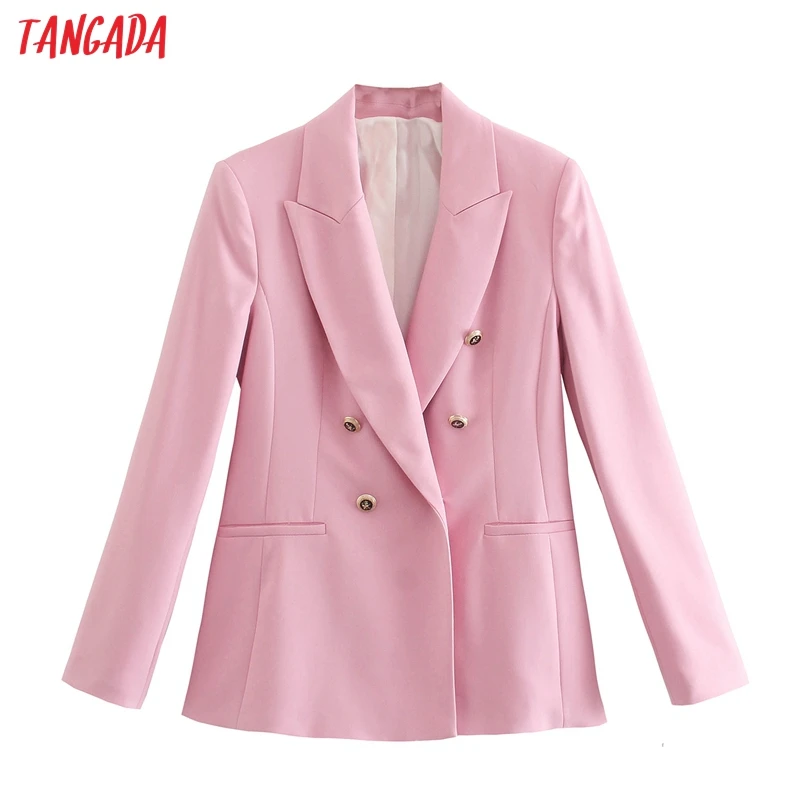 

Пиджак Tangada женский однотонный розовый, модный винтажный офисный шикарный топ с английским воротником и карманами, 2W34, 2021