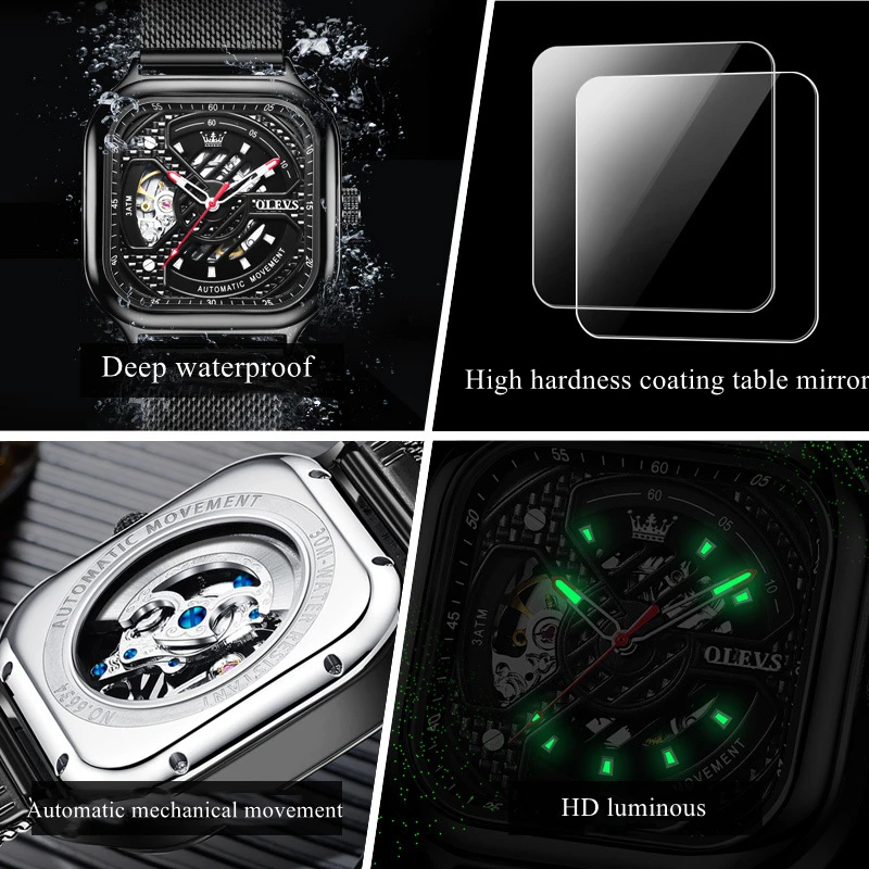 Tough guy Square Dial Watch Men Automatic Mechanical Pilot Watches Male Brand Luxury Creative Unique Personality Couple Clock
Tough guy Square Dial Watch Men Automatic Mechanical Pilot Watches Male Brand Luxury Creative Unique Personality Couple Clock