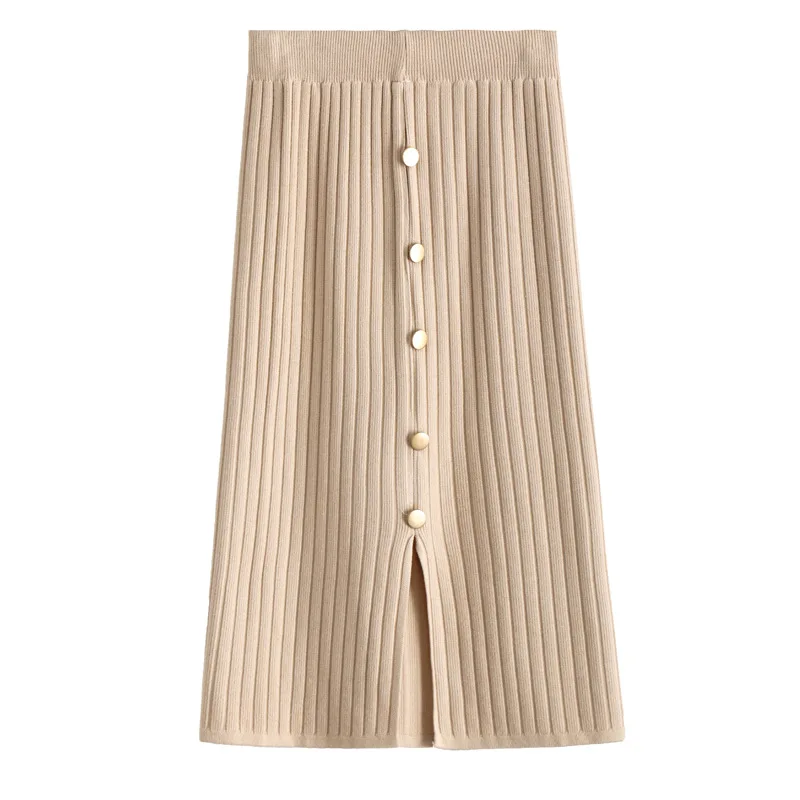 2021 New Spring and Autumn Women's Elegant Knitted Stretch Skirt Button Decoration High Waist Ladies Striped Mid-length Skirt
2021 New Spring and Autumn Women's Elegant Knitted Stretch Skirt Button Decoration High Waist Ladies Striped Mid-length Skirt
