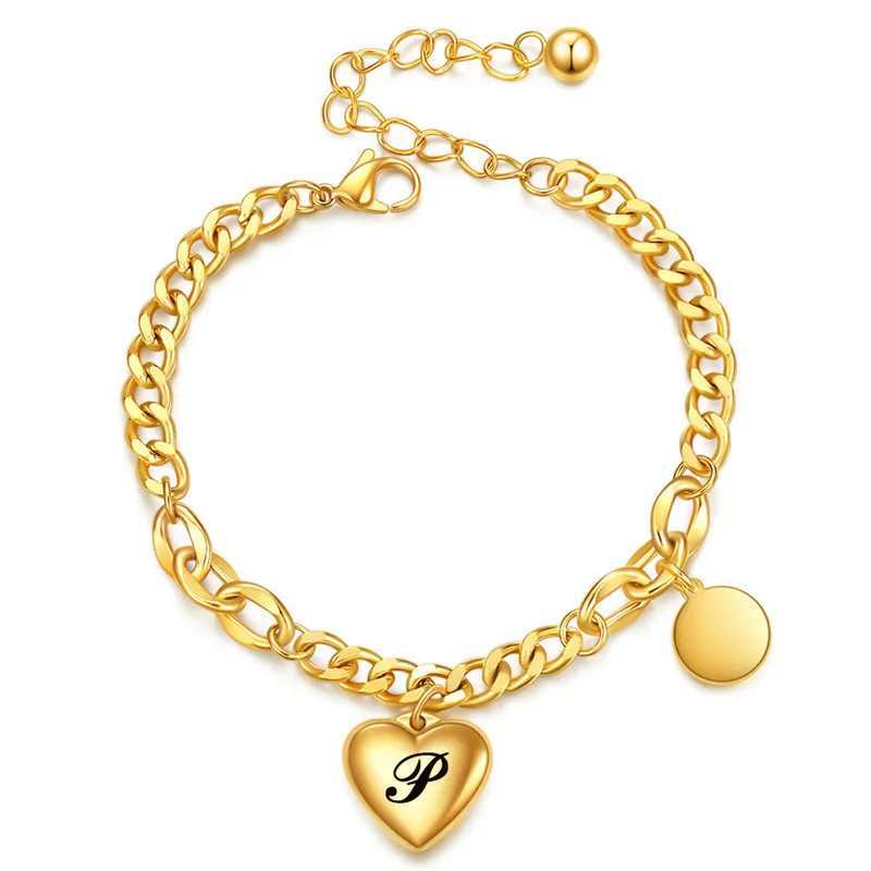 LETAPI 2021 New Fashion Gold Color Stainless Steel Heart Bracelets Bangles 26 Letters Alphabet Bracelet for Women
LETAPI 2021 New Fashion Gold Color Stainless Steel Heart Bracelets Bangles 26 Letters Alphabet Bracelet for Women