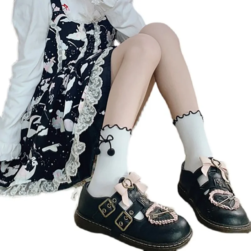 

2021 Newly Japanese Socks Lolita Sweet Ruffles Ankle White Lo Maid Tube Stockings Kawaii JK Uniform Lolis Accessories Girls Gift