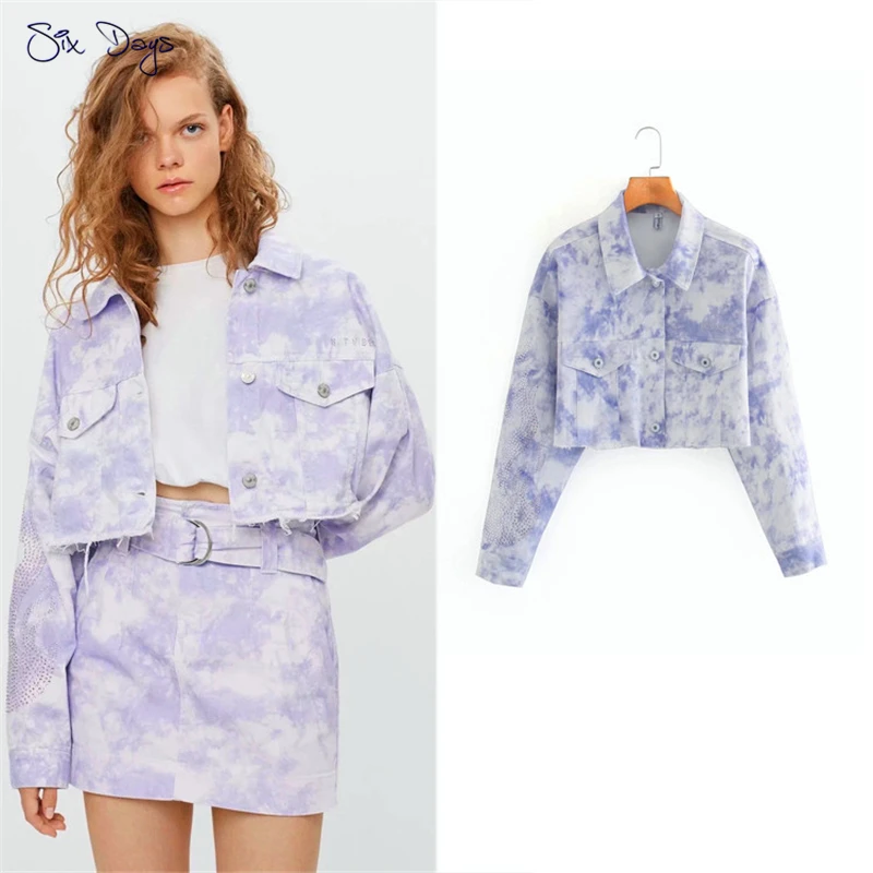 Spring Tie-Dye Diamonds Frayed Hem Jeans Jacket Women Long Sleeve Denim Jacket Crop Top Girl Short Coat Mujer Casual Outerwear
Spring Tie-Dye Diamonds Frayed Hem Jeans Jacket Women Long Sleeve Denim Jacket Crop Top Girl Short Coat Mujer Casual Outerwear