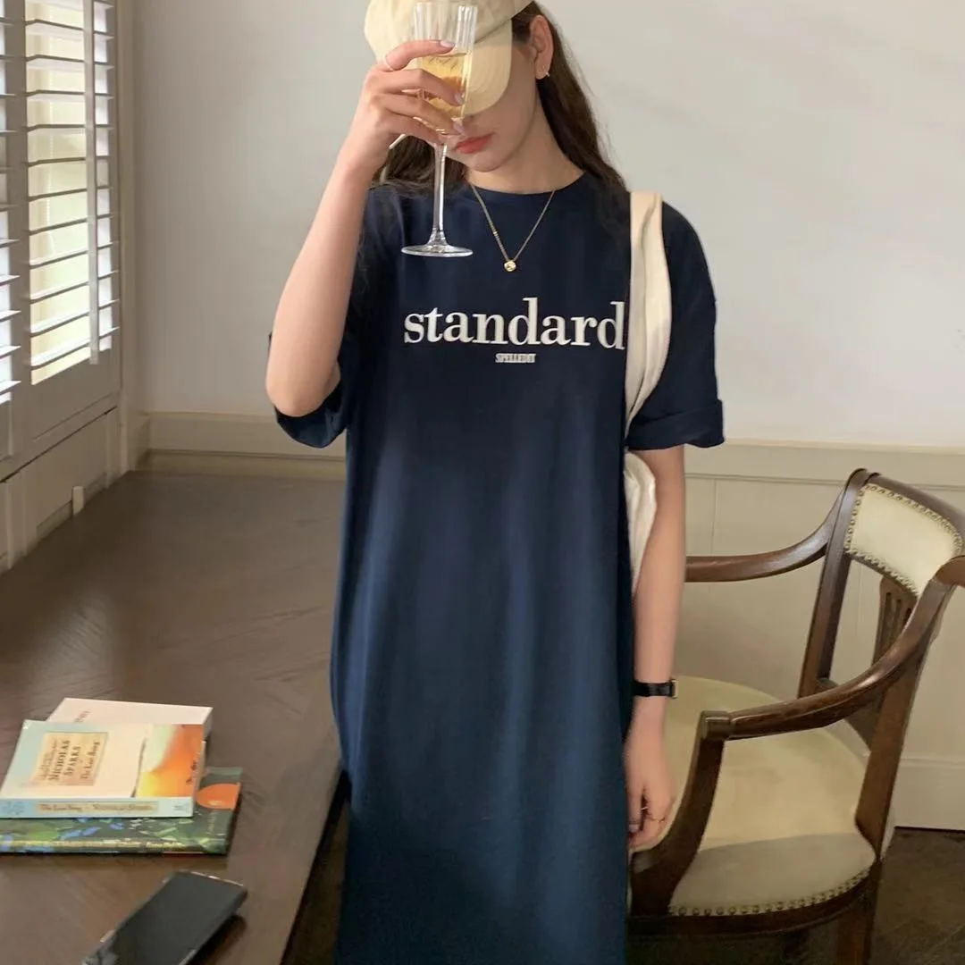 Cotton Long Style T Shirt Female Summer New Korean Version Short Sleeve Loose Letter Print Lazy Person Dress Casual and Comforta
Cotton Long Style T Shirt Female Summer New Korean Version Short Sleeve Loose Letter Print Lazy Person Dress Casual and Comforta