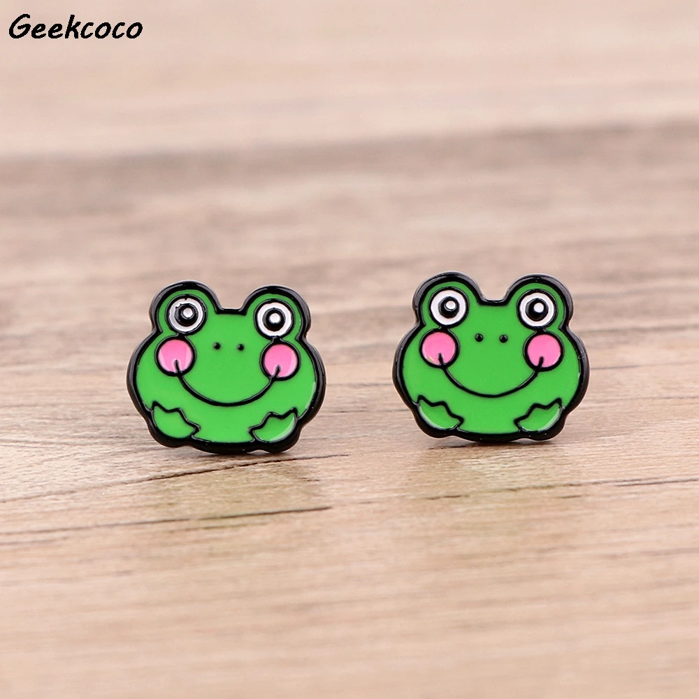 10Pair J2631 Cartoon Kawaii Frog Stud Earrings Earrings Jewelry Stud Earring Pendant for Kids Girls Gift