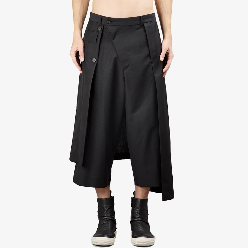 S-7XL!!2020 Men's black deconstructed irregular cropped trousers black asymmetric wide-leg trousers
S-7XL!!2020 Men's black deconstructed irregular cropped trousers black asymmetric wide-leg trousers