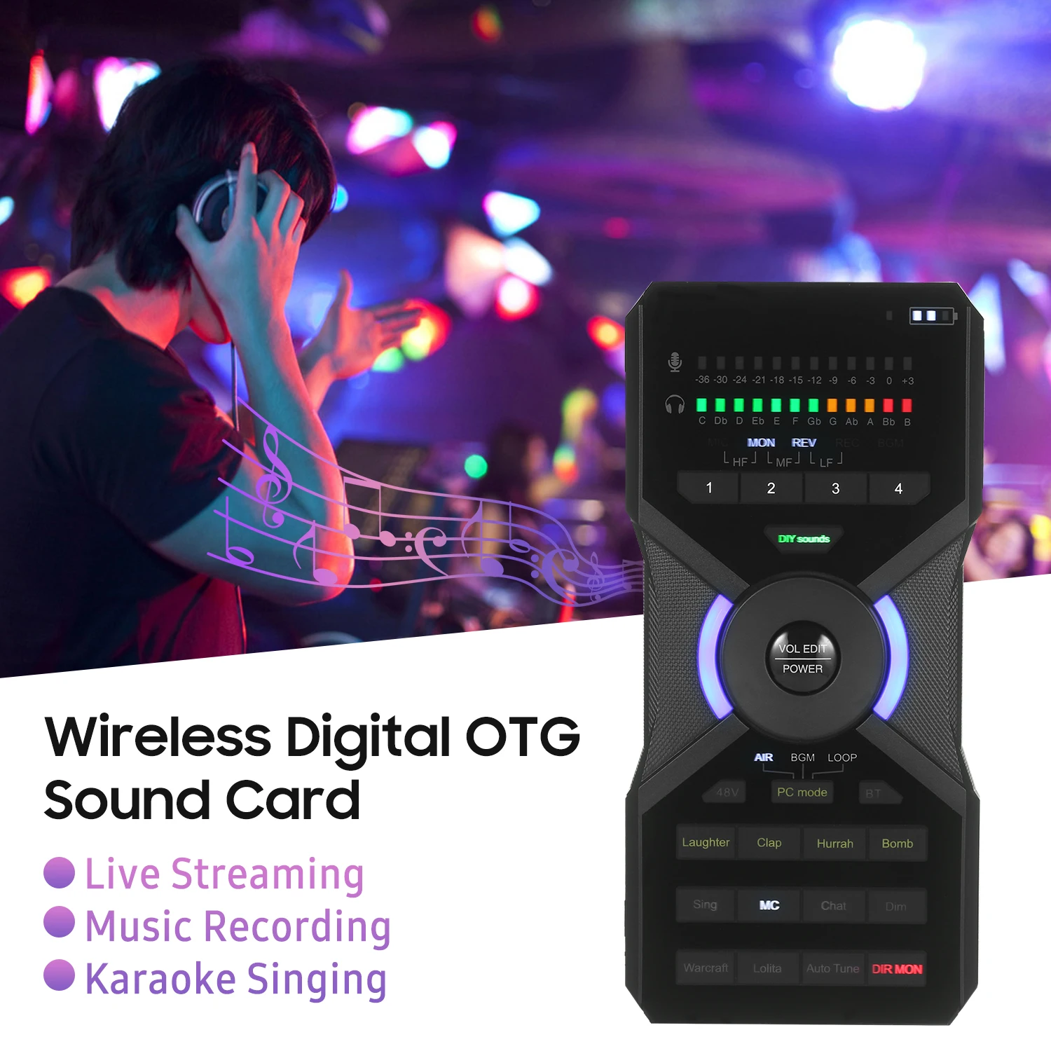 Цифровая звуковая карта OTG, звуковая панель, беспроводное соединение для прямой трансляции, записи музыки, караоке, пения, совместима с
Цифровая звуковая карта OTG, звуковая панель, беспроводное соединение для прямой трансляции, записи музыки, караоке, пения, совместима с