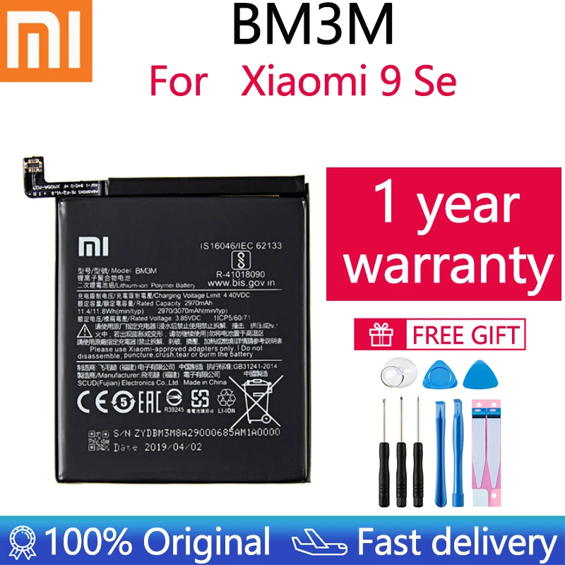 

Оригинальный аккумулятор Xiao mi 100% BM3M 3070 мАч для Xiaomi 9 Se Mi9 SE Mi 9SE BM3M высококачественные сменные батареи для телефона + Инструменты
