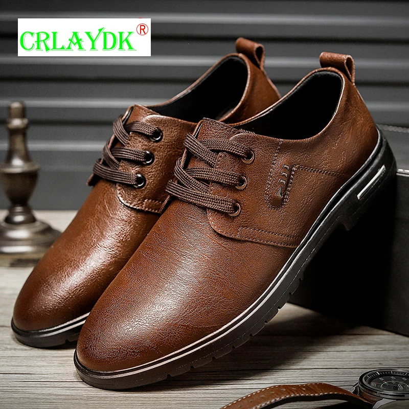 

Мужские деловые туфли CRLAYDK в британском ретро-стиле, деловые кожаные лоферы на шнуровке для офиса, мокасины для прогулок и вождения