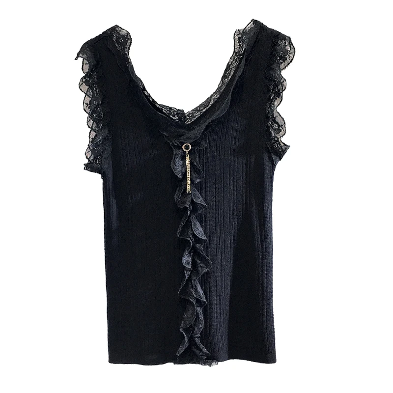 Ice Silk Knitted Black Tank Top Women Lace Patchwork Sleeveless V-Neck Sexy White Basic Tops Summer Fashion 2021 New Arrival
Ice Silk Knitted Black Tank Top Women Lace Patchwork Sleeveless V-Neck Sexy White Basic Tops Summer Fashion 2021 New Arrival