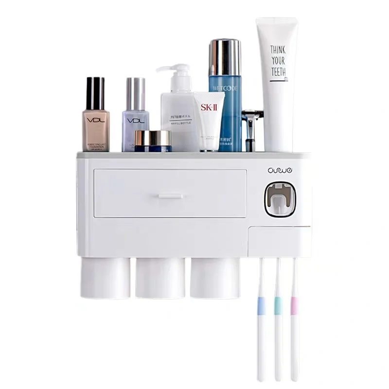 New Toothbrush Holder Automatic Toothpaste Dispenser With Cup Wall Mount Toiletries Storage Rack Bathroom Accessories Set WF
New Toothbrush Holder Automatic Toothpaste Dispenser With Cup Wall Mount Toiletries Storage Rack Bathroom Accessories Set WF