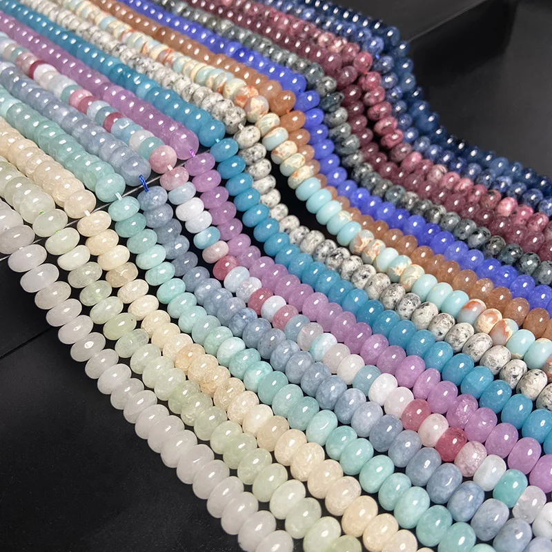 

5x8mm Natural Stone Bead Jades Jaspers Chalcedony Rondelle Spacer Loose DIY Beads For Jewelry Making Bracelet Necklace Earrings