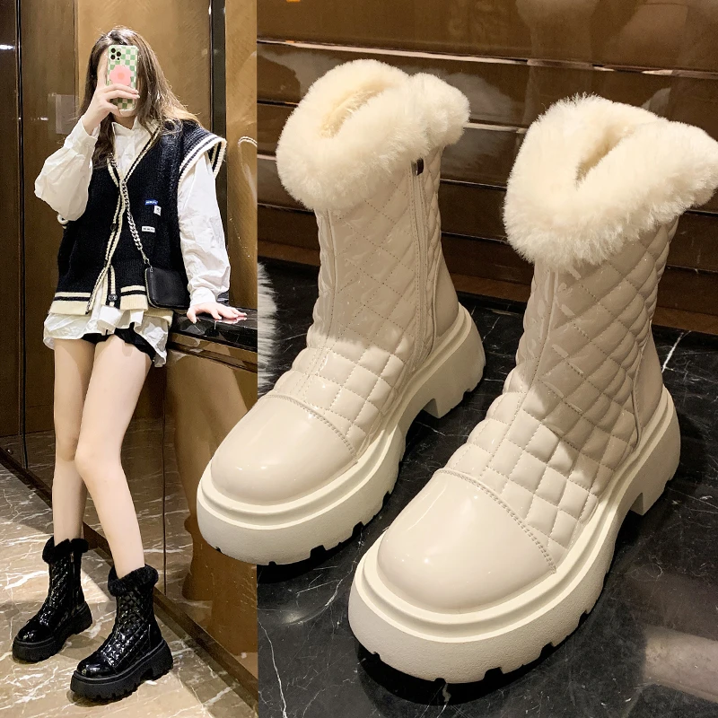 Sexy Women's Winter Boots 2021 New Fashion Fur Plush White Snow Boots For Women Black Beige Platform Ankle Boot Female Designer
Sexy Women's Winter Boots 2021 New Fashion Fur Plush White Snow Boots For Women Black Beige Platform Ankle Boot Female Designer