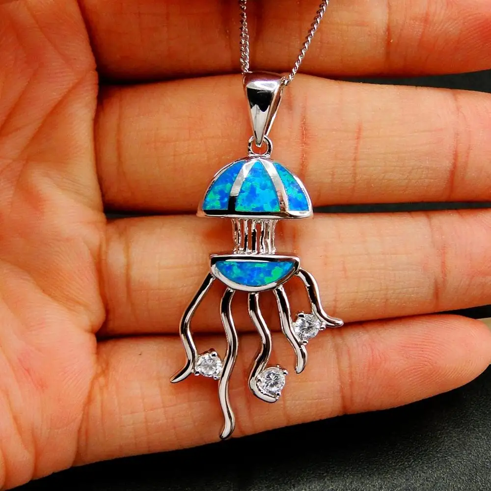 Hot Selling Ocean Life Animals Jewelry 925 Sterling Silver Fire Opal Jellyfish Pendant Necklace For Women
Hot Selling Ocean Life Animals Jewelry 925 Sterling Silver Fire Opal Jellyfish Pendant Necklace For Women