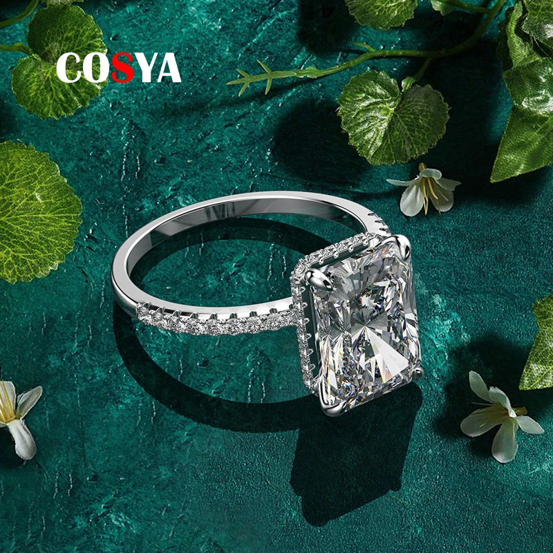 COSYA 100% 925 Sterling Silver Emerald Cut Created Moissanite Diamond Wedding Rings for Women Luxury Proposal Engagement Gift
COSYA 100% 925 Sterling Silver Emerald Cut Created Moissanite Diamond Wedding Rings for Women Luxury Proposal Engagement Gift