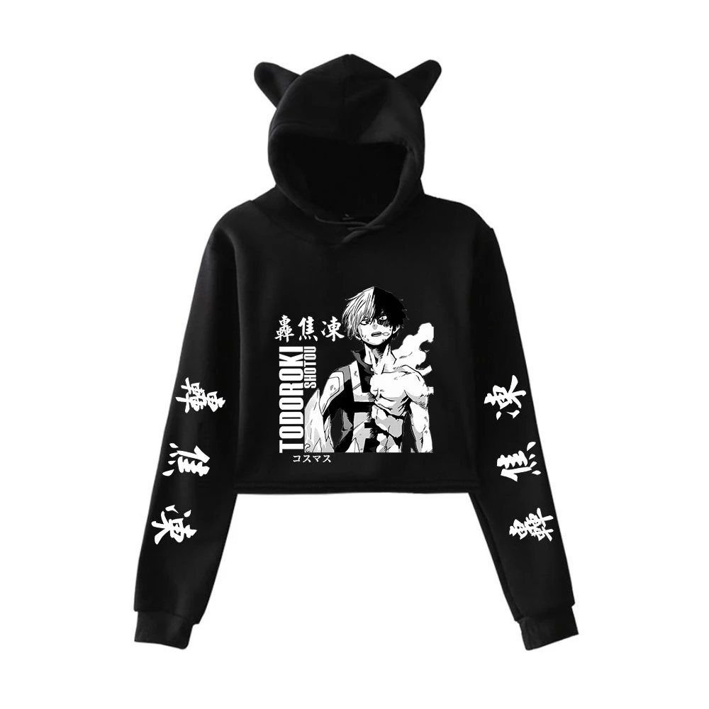 New My Hero Academia Cat ear Cropped Hoodies womens Long Sleeve Sweatshirt Crop Top girl Hooded Anime Shoto Todoroki pullover
New My Hero Academia Cat ear Cropped Hoodies womens Long Sleeve Sweatshirt Crop Top girl Hooded Anime Shoto Todoroki pullover