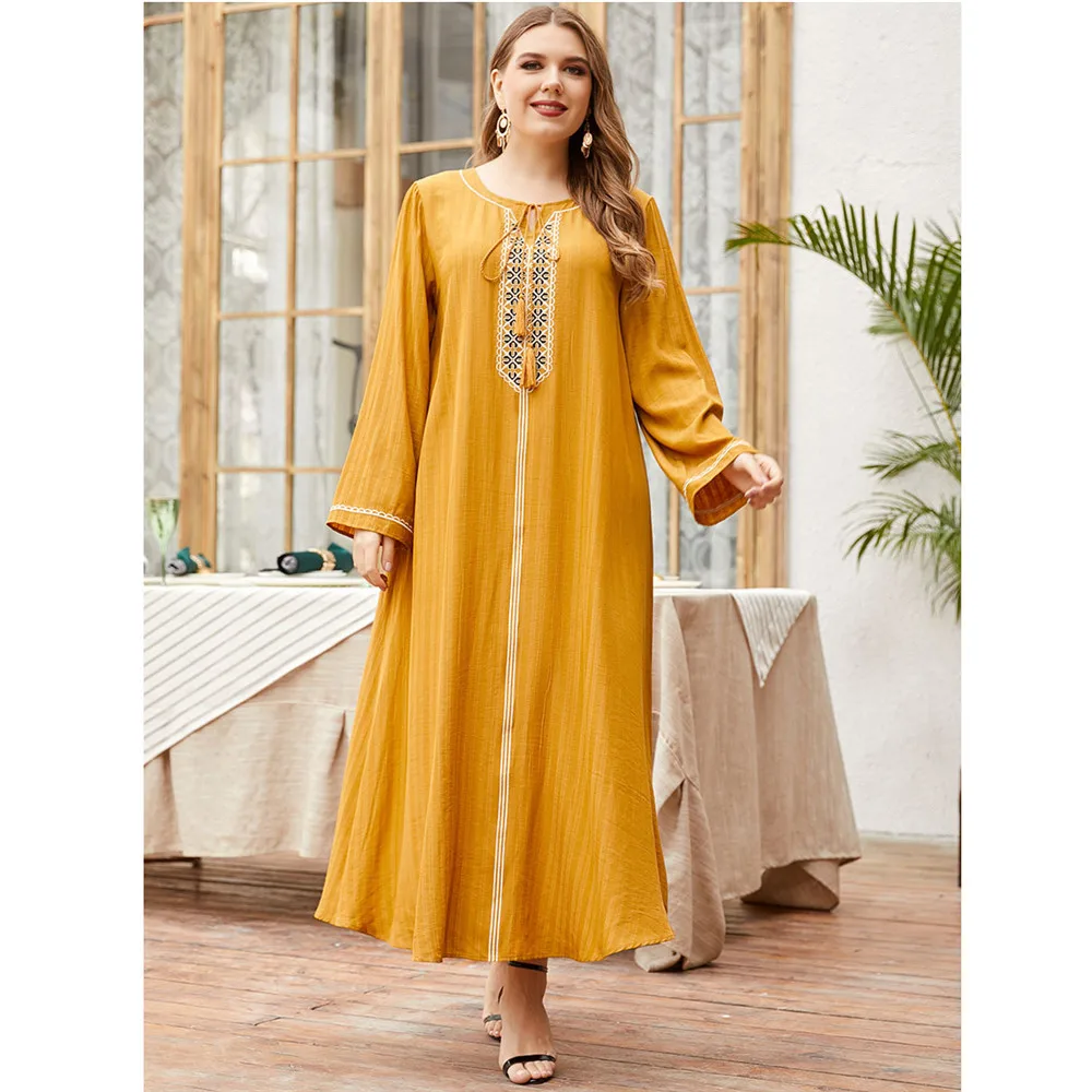 Plus Size Yellow Ethnic Kaftan Loose Maxi Hijab Dress Muslim Women Abaya Dubai Caftan Islamic Clothing Abayas Ramadan Arab Robe
Plus Size Yellow Ethnic Kaftan Loose Maxi Hijab Dress Muslim Women Abaya Dubai Caftan Islamic Clothing Abayas Ramadan Arab Robe