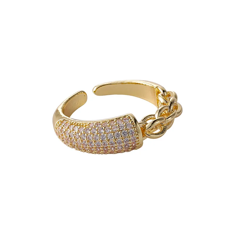 Design High-Grade Chain Zircon Splicing Gold Opening Rings For Woman South Korea Fashion Jewelry Gothic Party Girl's Luxury Ring
Design High-Grade Chain Zircon Splicing Gold Opening Rings For Woman South Korea Fashion Jewelry Gothic Party Girl's Luxury Ring
