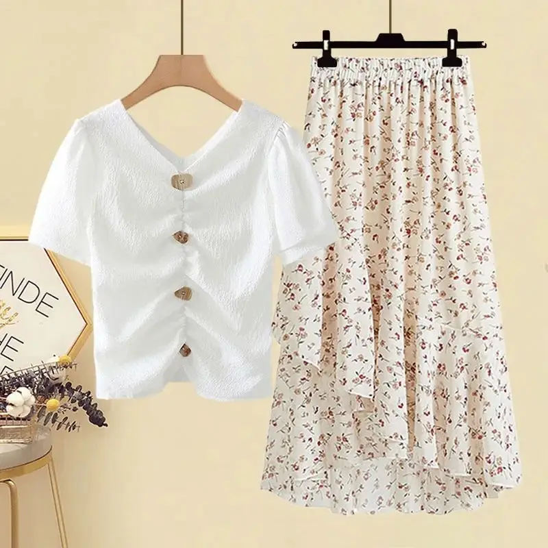 New Summer Women's Large Size Suits Women Thin Temperament Chiffon High Quality T-Shirt High Waist Skirt Dress Two Piece Sets
New Summer Women's Large Size Suits Women Thin Temperament Chiffon High Quality T-Shirt High Waist Skirt Dress Two Piece Sets