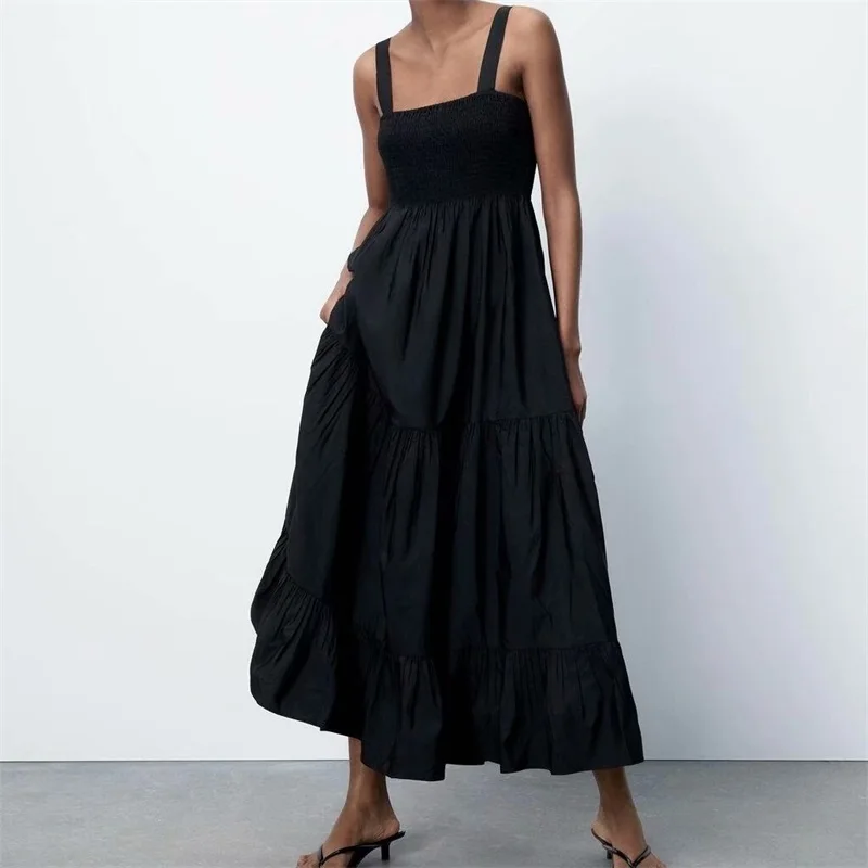 2021 New Women Fashion Pure Color Honeycomb Dress Straight Collar Wide Straps Off-the-Shoulder Layered Splicing Sling Dress
2021 New Women Fashion Pure Color Honeycomb Dress Straight Collar Wide Straps Off-the-Shoulder Layered Splicing Sling Dress