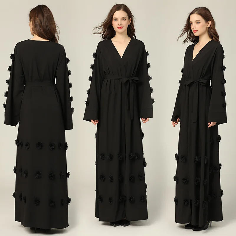2020NEW Flower Lace-up Abaya Dubai Dress Turkey Muslim Kaftan Islamic Cloth For Women Musulmane Ramadan Flared Sleeve Robe
2020NEW Flower Lace-up Abaya Dubai Dress Turkey Muslim Kaftan Islamic Cloth For Women Musulmane Ramadan Flared Sleeve Robe