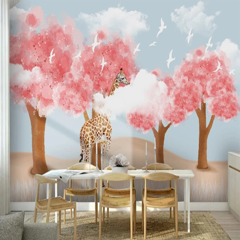 Wallpapers Sticker Woods Giraffe Nordic Hand-painted Wall Mural Blue Sky White Clouds Children's Room Home Wallpaper
Wallpapers Sticker Woods Giraffe Nordic Hand-painted Wall Mural Blue Sky White Clouds Children's Room Home Wallpaper