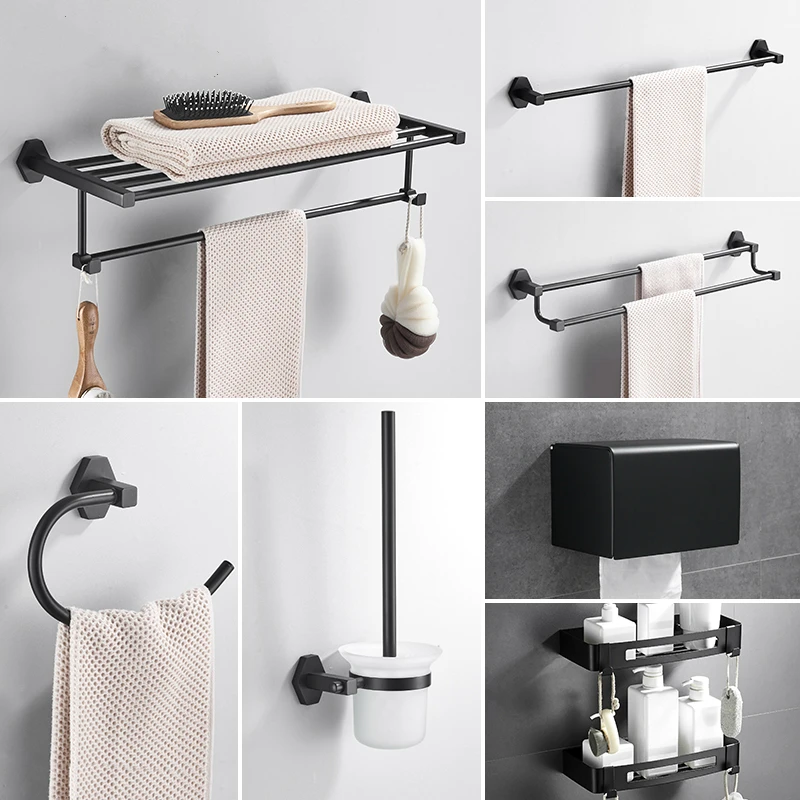 Solid Brass Bathroom Accessories Towel Rack Matte Black Toothbrush Holder Metal Toilet Brush Holder Wall Roll Paper Holder Box
Solid Brass Bathroom Accessories Towel Rack Matte Black Toothbrush Holder Metal Toilet Brush Holder Wall Roll Paper Holder Box