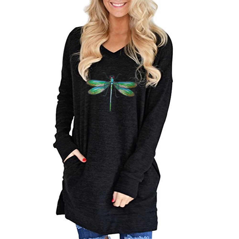VICABO Pockets Dragonfly-Printed T-Shirts for Women V Neck Long Sleeve Long Tops Green Split Casual Loose Black Shirts
VICABO Pockets Dragonfly-Printed T-Shirts for Women V Neck Long Sleeve Long Tops Green Split Casual Loose Black Shirts