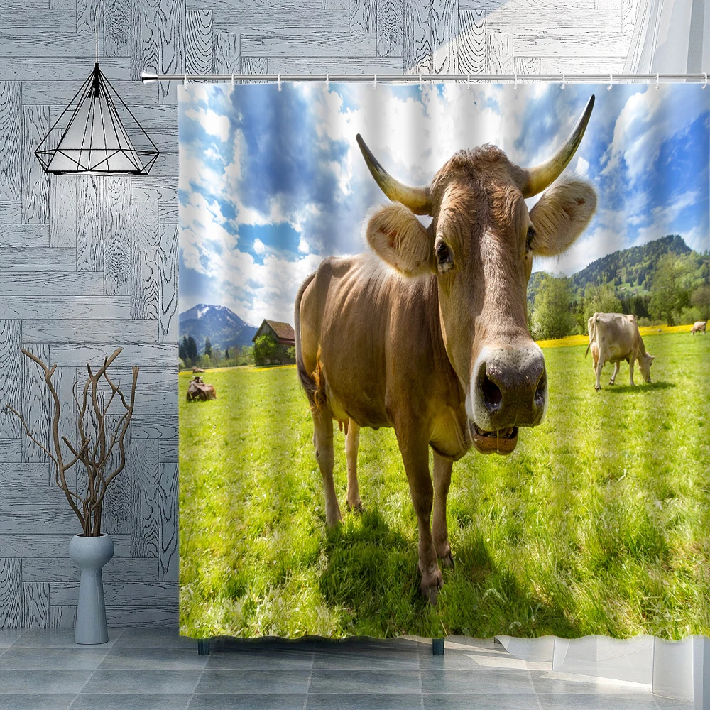 Rural Farm Cows Shower Curtains Prairie Animals 3D Printed Waterproof Bathroom Curtains Set Fabric Bathtub Art Decor With Hooks
Rural Farm Cows Shower Curtains Prairie Animals 3D Printed Waterproof Bathroom Curtains Set Fabric Bathtub Art Decor With Hooks