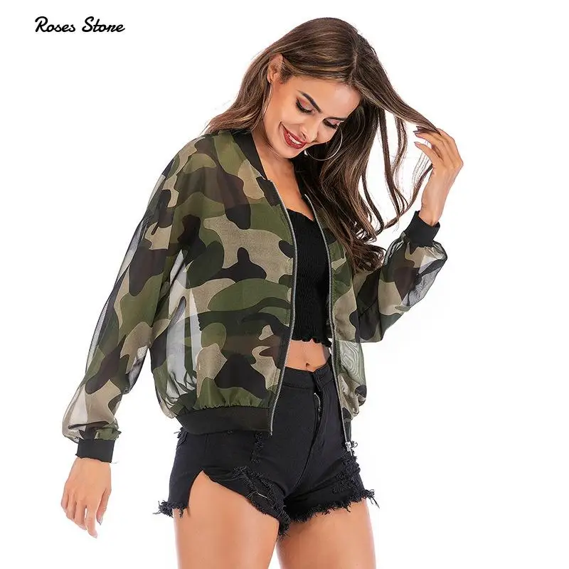 Summer Blouse Transparent Sun-Proof Clothing 2020 Thin Baseball Uniform Camouflage Female Women's Bomber Jacket Coat Streetwear
Summer Blouse Transparent Sun-Proof Clothing 2020 Thin Baseball Uniform Camouflage Female Women's Bomber Jacket Coat Streetwear