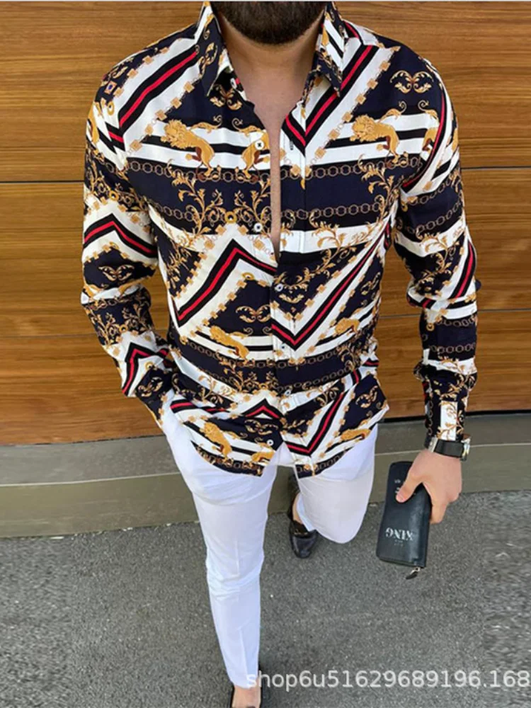 Мужская модная приталенная рубашка с принтом, рубашки для мужчин, мужские рубашки с пуговицами, 2021 
Мужская модная приталенная рубашка с принтом, рубашки для мужчин, мужские рубашки с пуговицами, 2021
