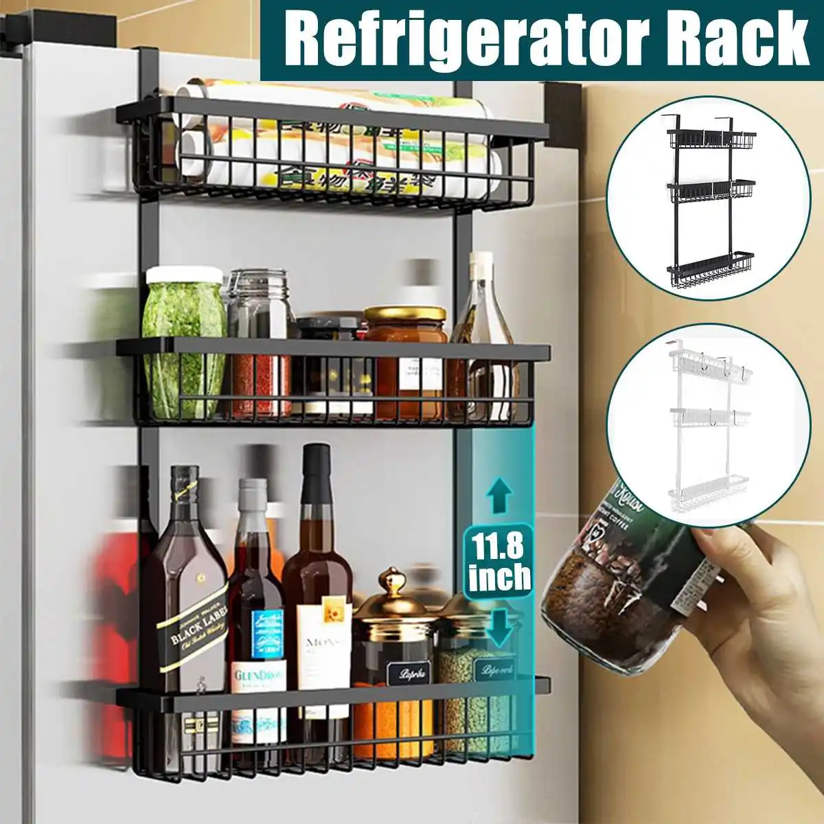 Kitchen Organizer Refrigerator Rack Side Shelf Sidewall Holder Multifunctional Household Fridge Storage Magnetic 3 tier
Kitchen Organizer Refrigerator Rack Side Shelf Sidewall Holder Multifunctional Household Fridge Storage Magnetic 3 tier