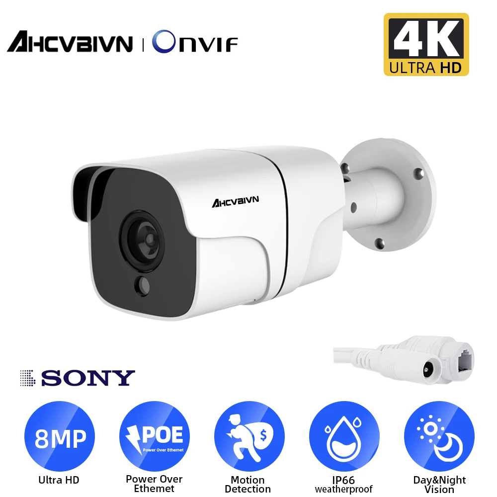 AHCVBIVN 4K 8MP POE IP Camera Outdoor Waterproof Audio CCTV Bullet Camera Motion Detection For PoE NVR 48V
AHCVBIVN 4K 8MP POE IP Camera Outdoor Waterproof Audio CCTV Bullet Camera Motion Detection For PoE NVR 48V