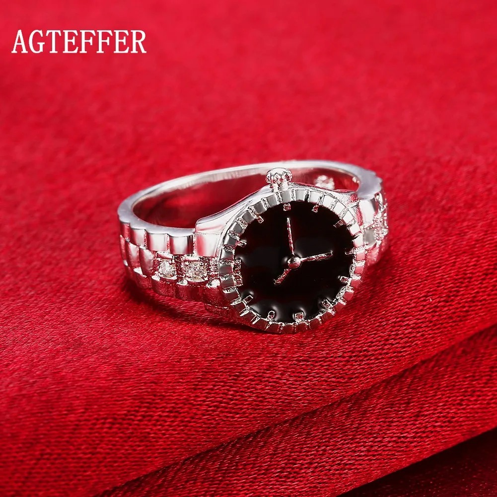 AGTEFFER 925 Sterling Silver AAA Zircon Watch Shape Ring For Women Fashion Wedding Engagement Party Gift Charm Jewelry 
AGTEFFER 925 Sterling Silver AAA Zircon Watch Shape Ring For Women Fashion Wedding Engagement Party Gift Charm Jewelry