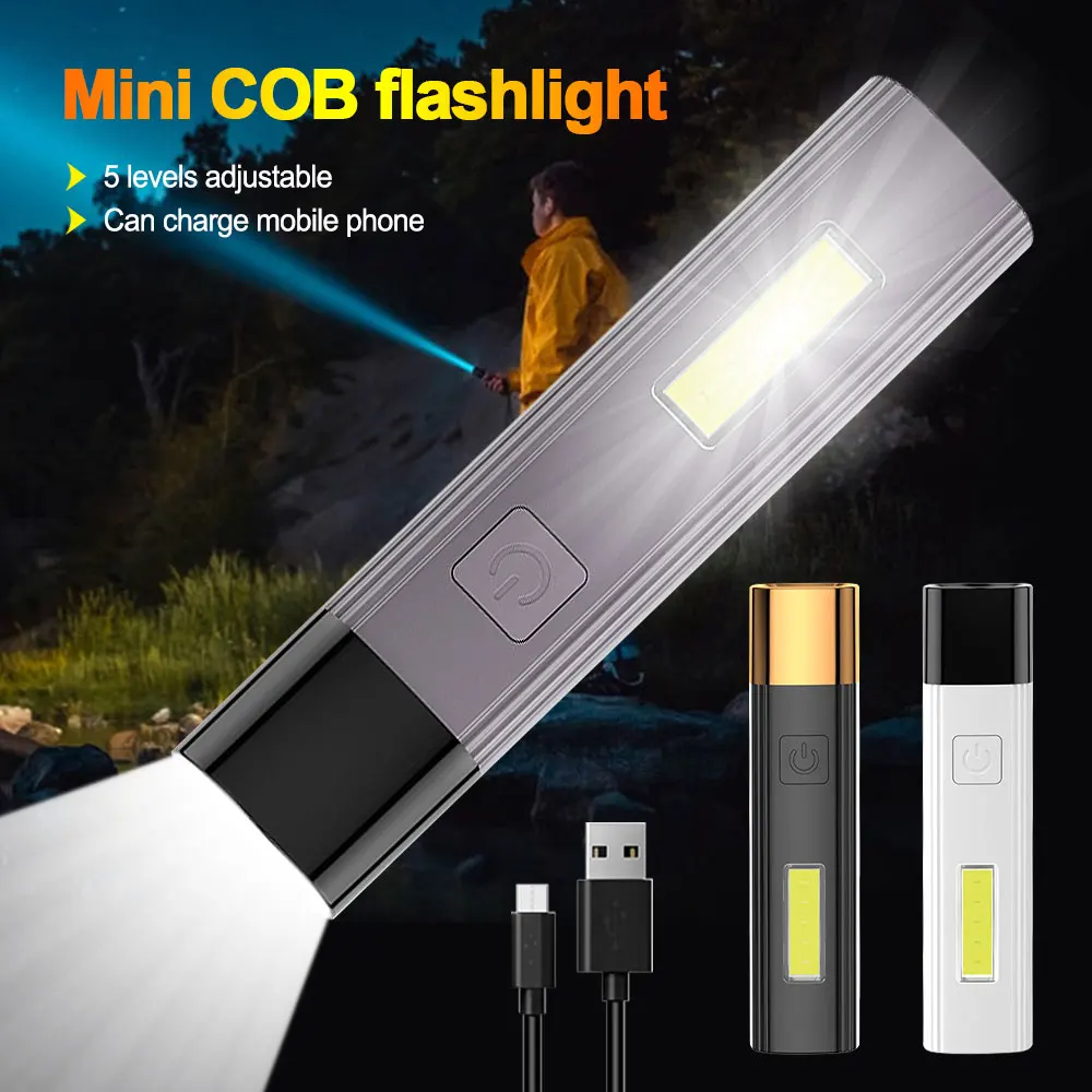 Super Bright Mini XPE+COB Flashlight USB Rechargeable 5-Speed Lighting Torch Outdoor Waterproof IPX6 Camping Hiking Lanterna
Super Bright Mini XPE+COB Flashlight USB Rechargeable 5-Speed Lighting Torch Outdoor Waterproof IPX6 Camping Hiking Lanterna