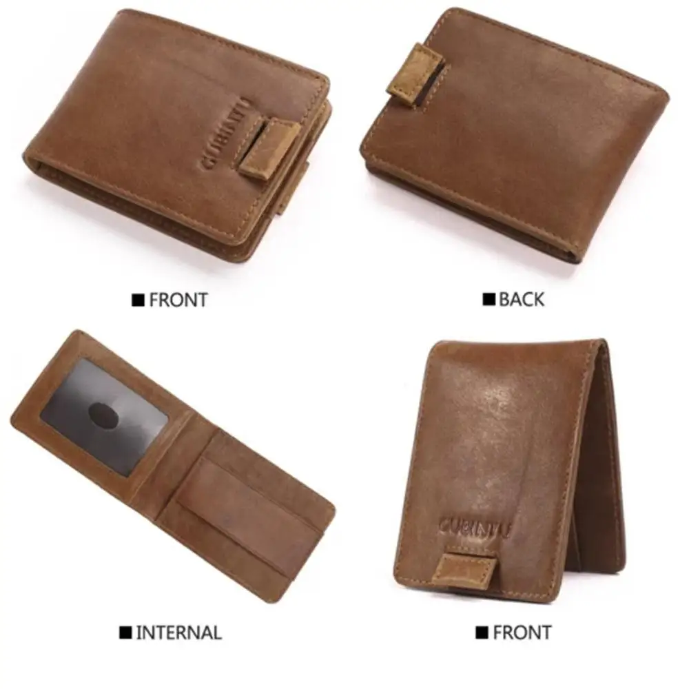 Мужские кошельки RFID тонкий маленький кожаный бумажник мужской с двойным