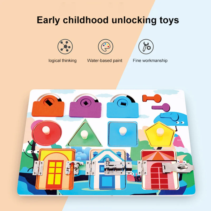 

Children's Unlocking Toys Cognitive Board Baby Montessori Early Education And Wisdom Toys Kindergarten Teaching Aids Baby Gift